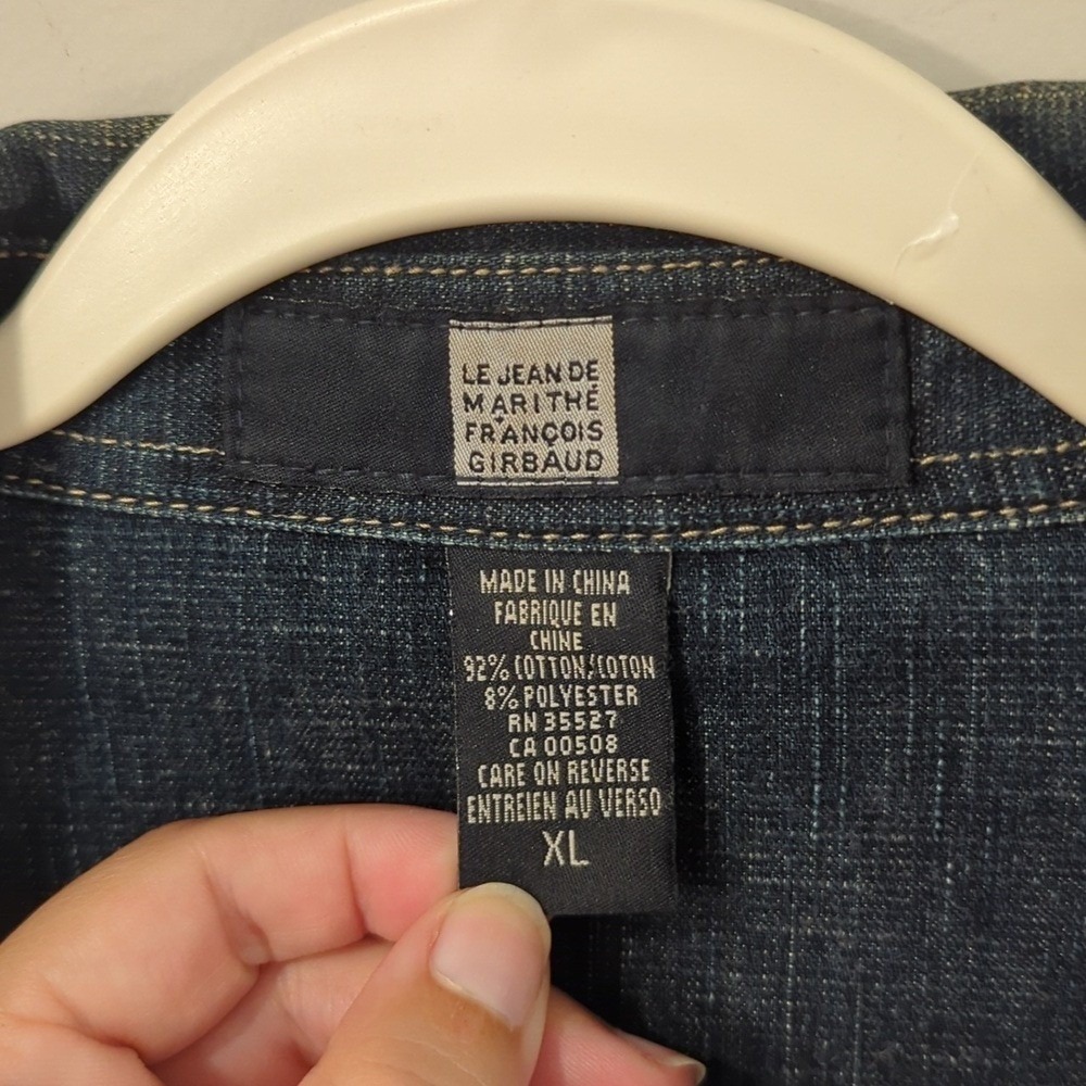Marithe Francois Girbaud Indigo Denim Shirt Button Front size XL Human Nature - Picture 4 of 8